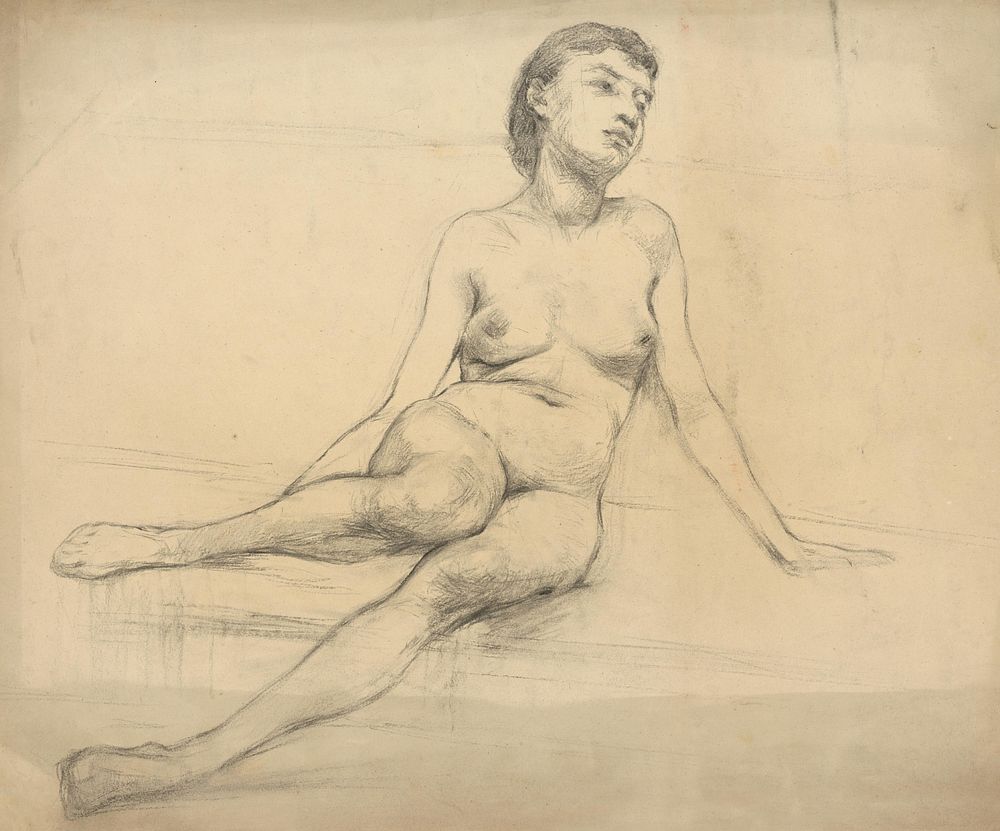 Study of a seated female nude, Ákos Aranyossa