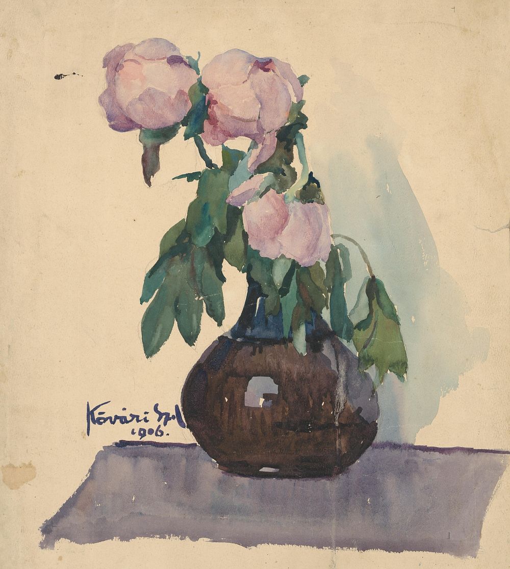 Vase with peonies, Konstantin Kövári Kačmarik