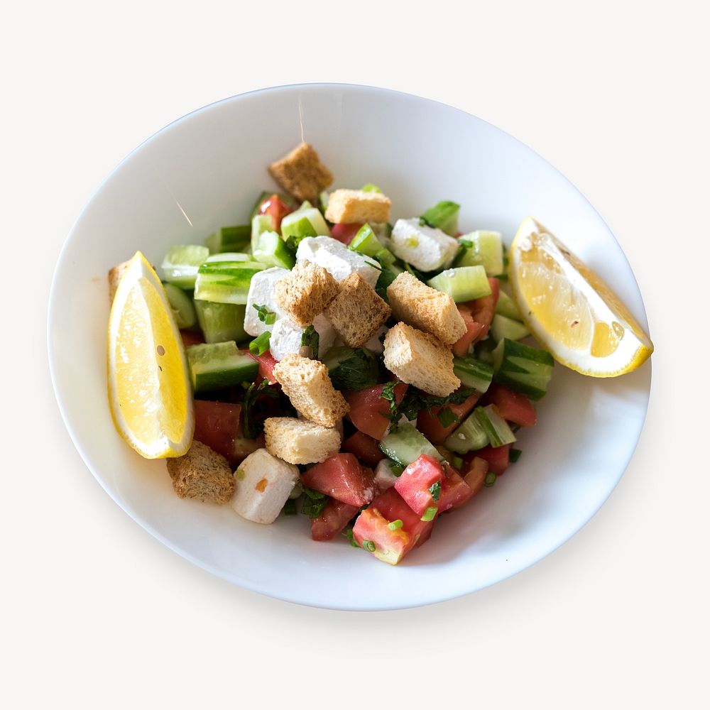 Greek salad, food isolated image