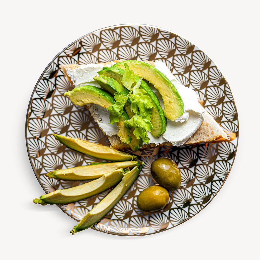 Avocado toast, food isolated image