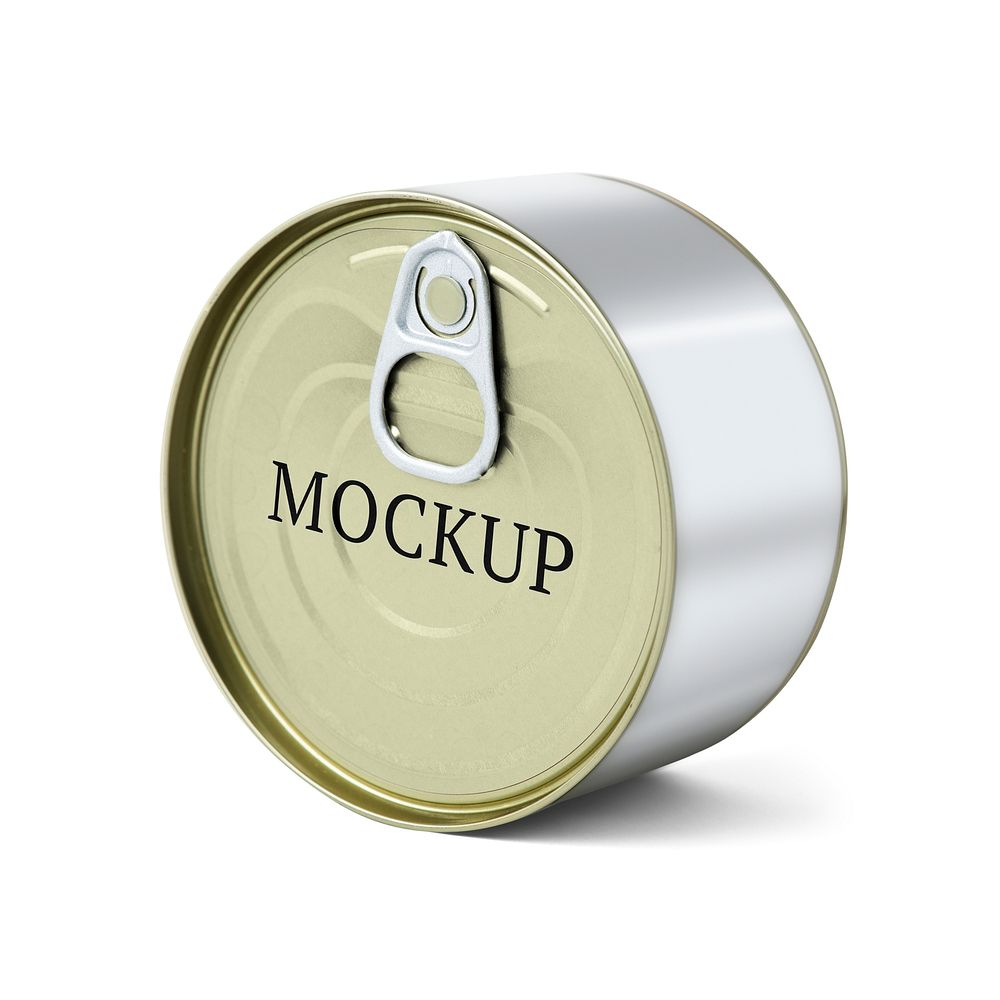 Canned fish mockup on a white background