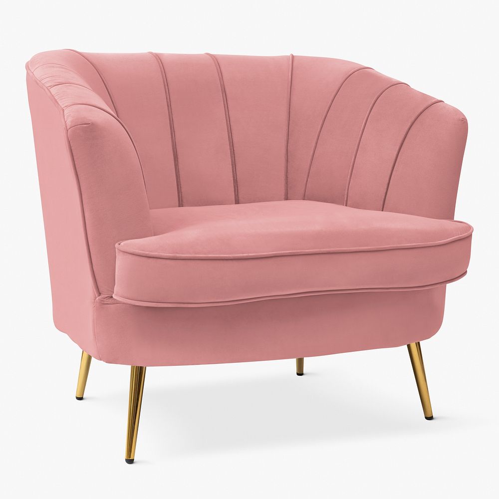 Pink velvet chair psd mockup modern chic design