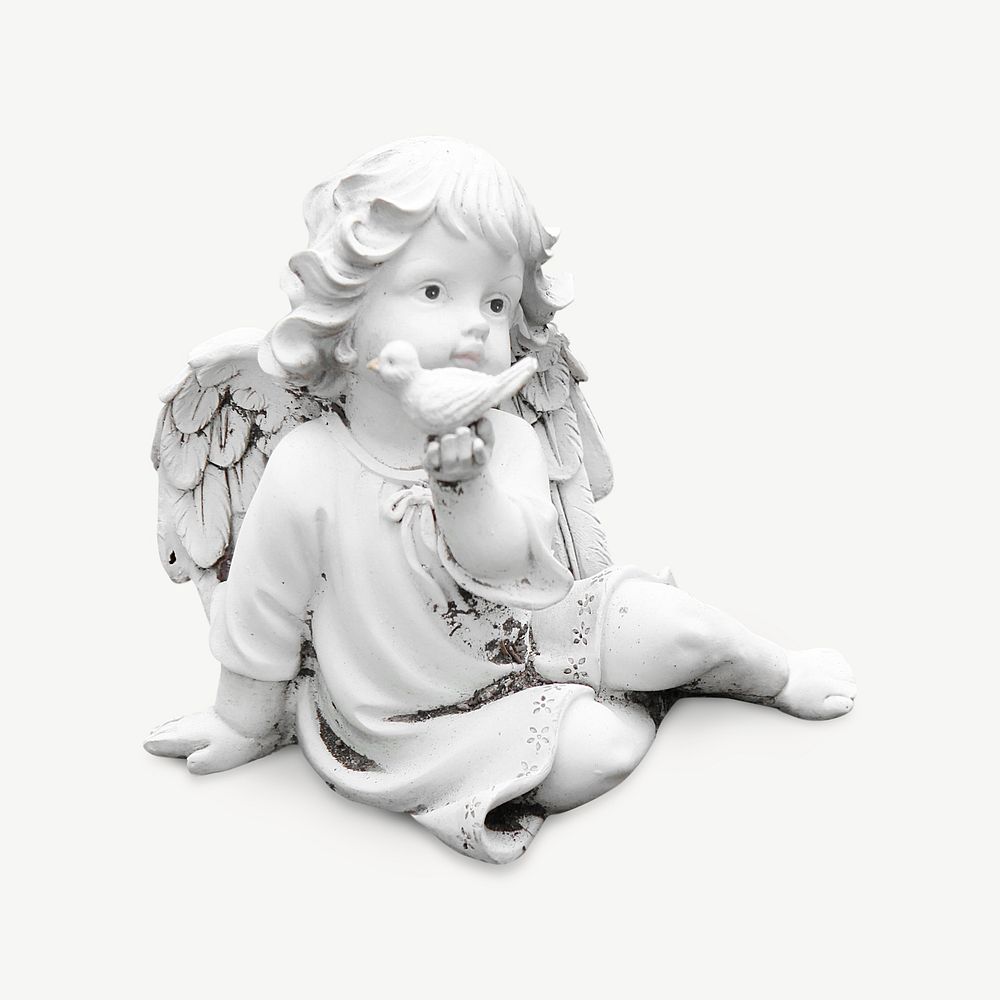 Baby angel figurine collage element psd