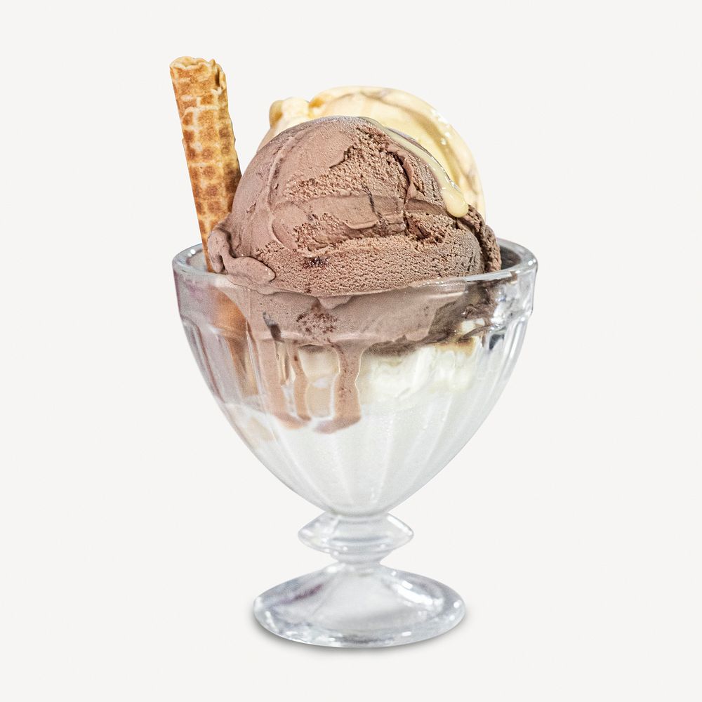 Ice-cream sundae dessert collage element psd