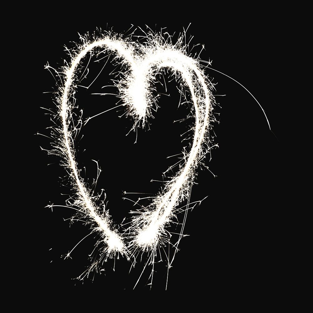 Heart sparkler collage element isolated image