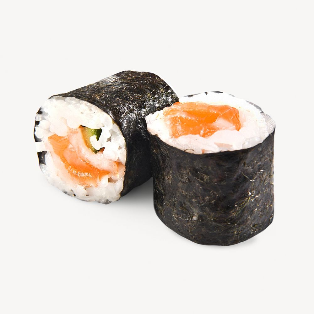 Salmon sushi roll isolated image