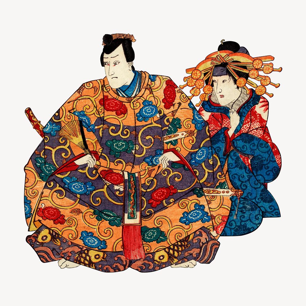 Sato Norikiyo Nyudo Saigo Yoshinaka, Japanese ukiyo-e woodblock print by Utagawa Kuniyoshi. Remixed by rawpixel.