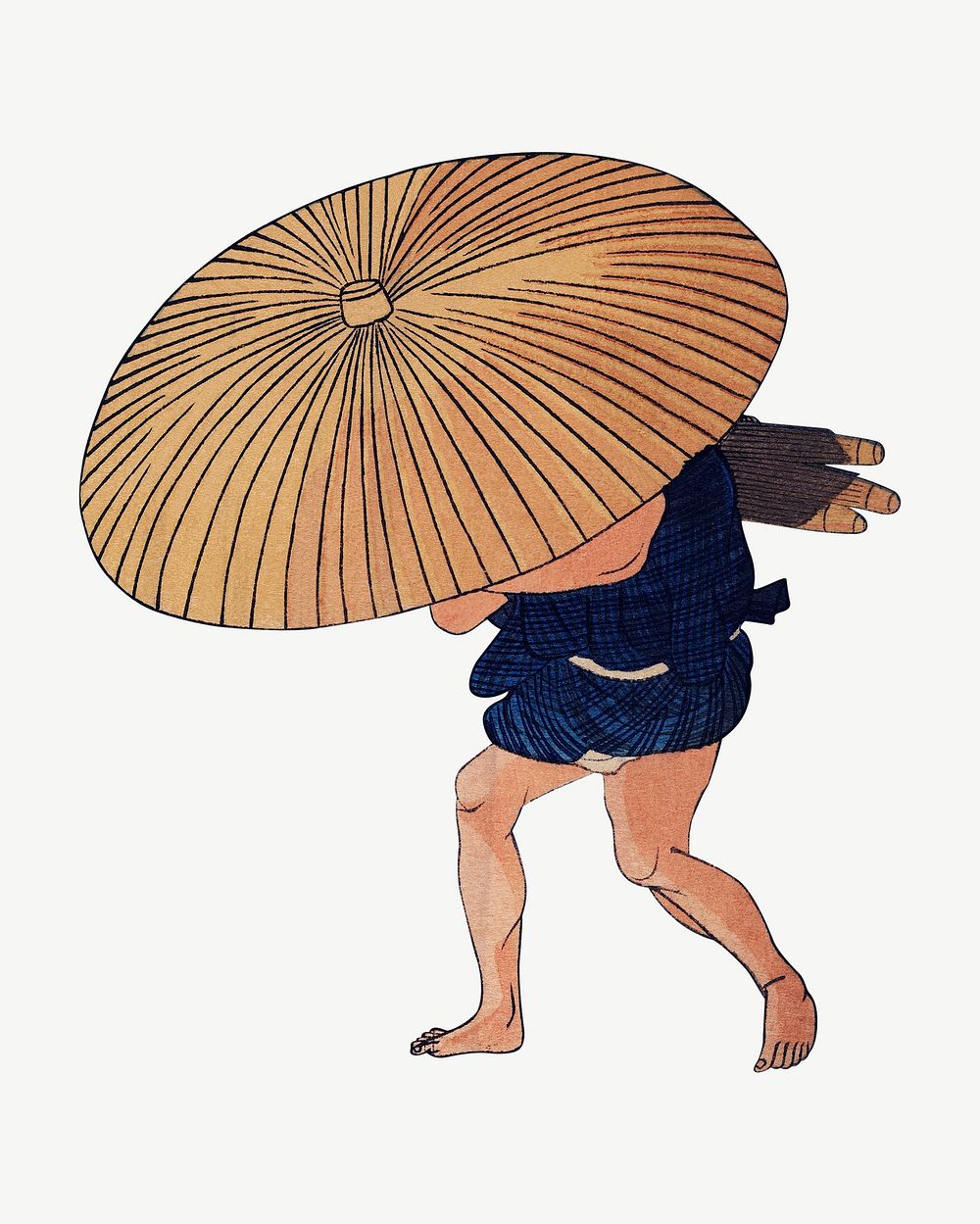 People Walking Beneath Umbrellas Along the Seashore During a Rainstorm psd, Japanese ukiyo-e woodblock print by Utagawa…