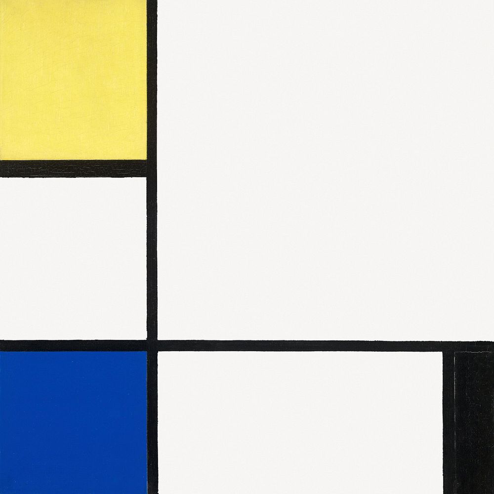 Piet Mondrian&rsquo;s Composition with Yellow, Blue, Black border, Cubism art psd. Remixed by rawpixel