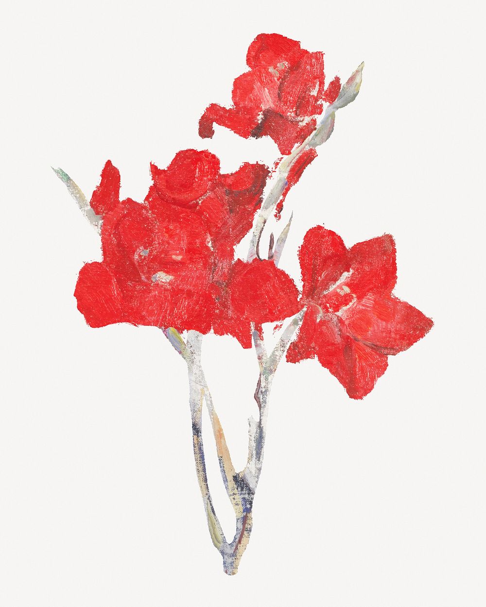 Piet Mondrian&rsquo;s Red Gladioli drawing, abstract art clipart psd. Remixed by rawpixel