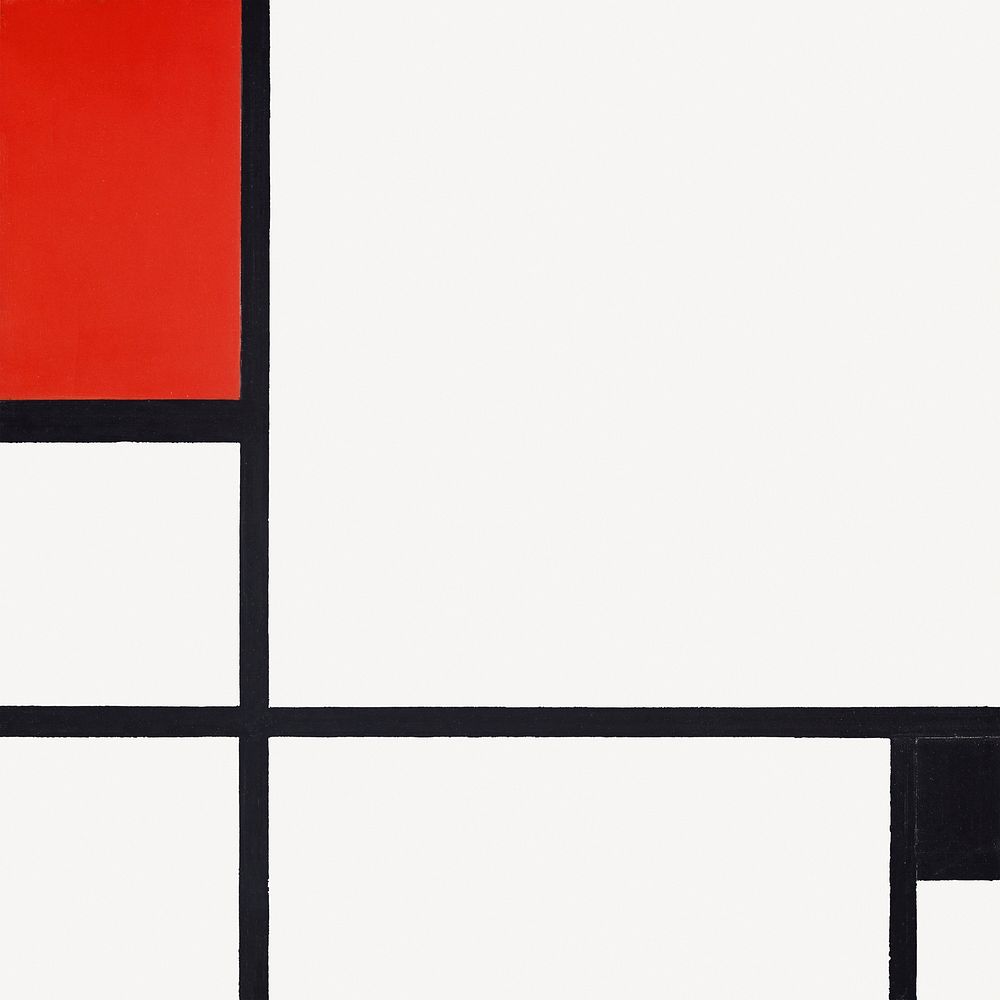 Piet Mondrian&rsquo;s Composition with Red clipart, Cubism art psd. Remixed by rawpixel