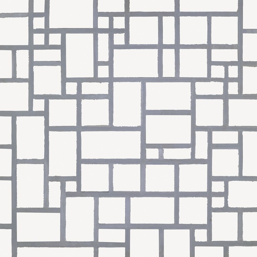 Piet Mondrian&rsquo;s Composition with gray lines clipart, Cubism art psd. Remixed by rawpixel