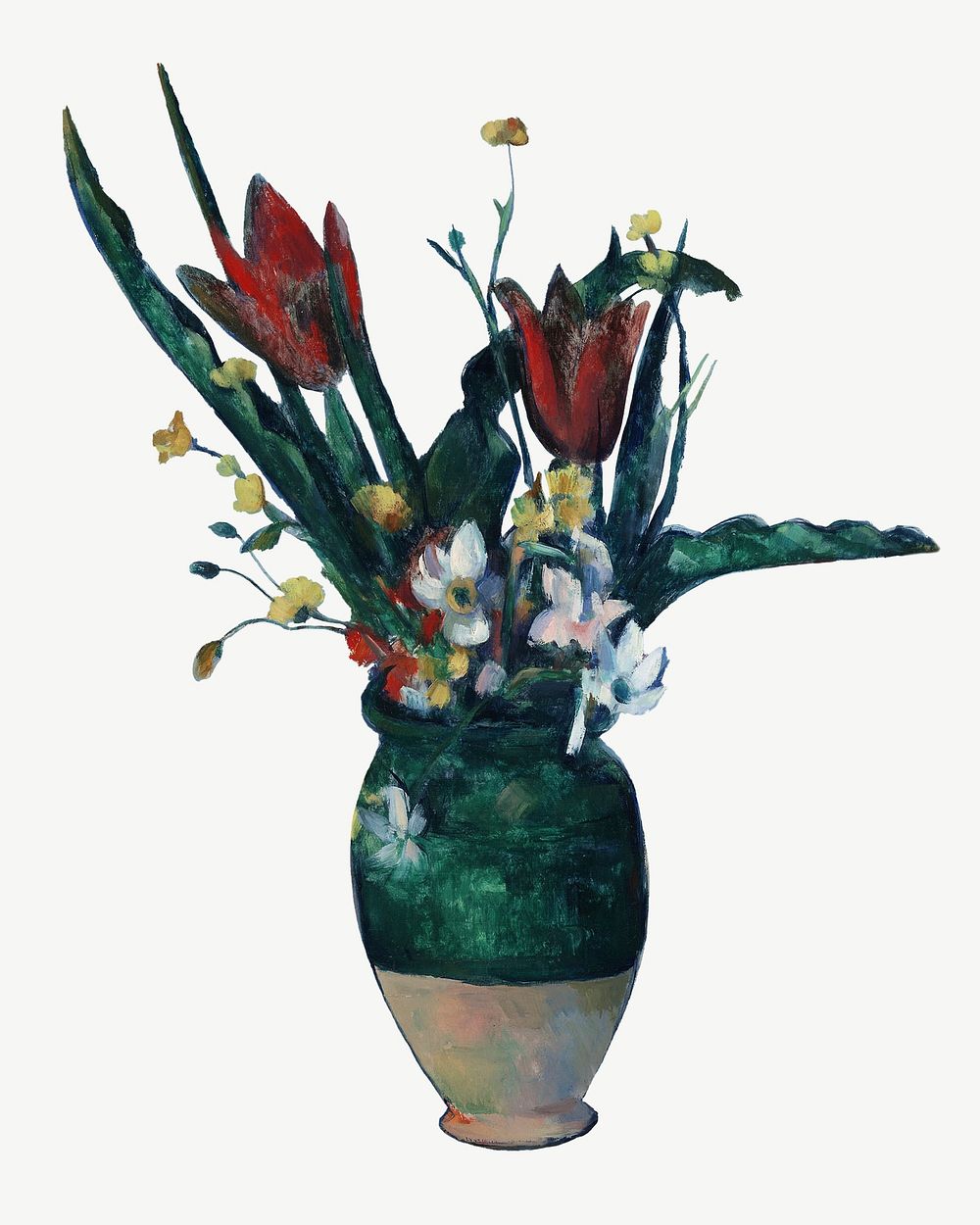 Paul Cezanne&rsquo;s Vase of Tulips clipart, still life painting psd.  Remixed by rawpixel.