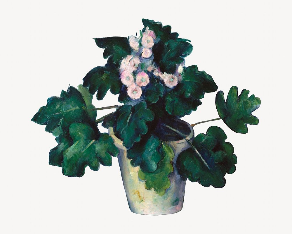 Paul Cezanne&rsquo;s Pot of Primroses, still life painting.  Remixed by rawpixel.