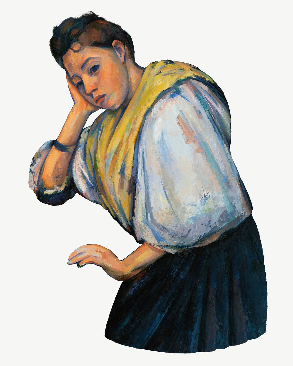  Paul Cezanne&rsquo;s Italian Woman clipart, post-impressionist portrait painting psd.  Remixed by rawpixel.