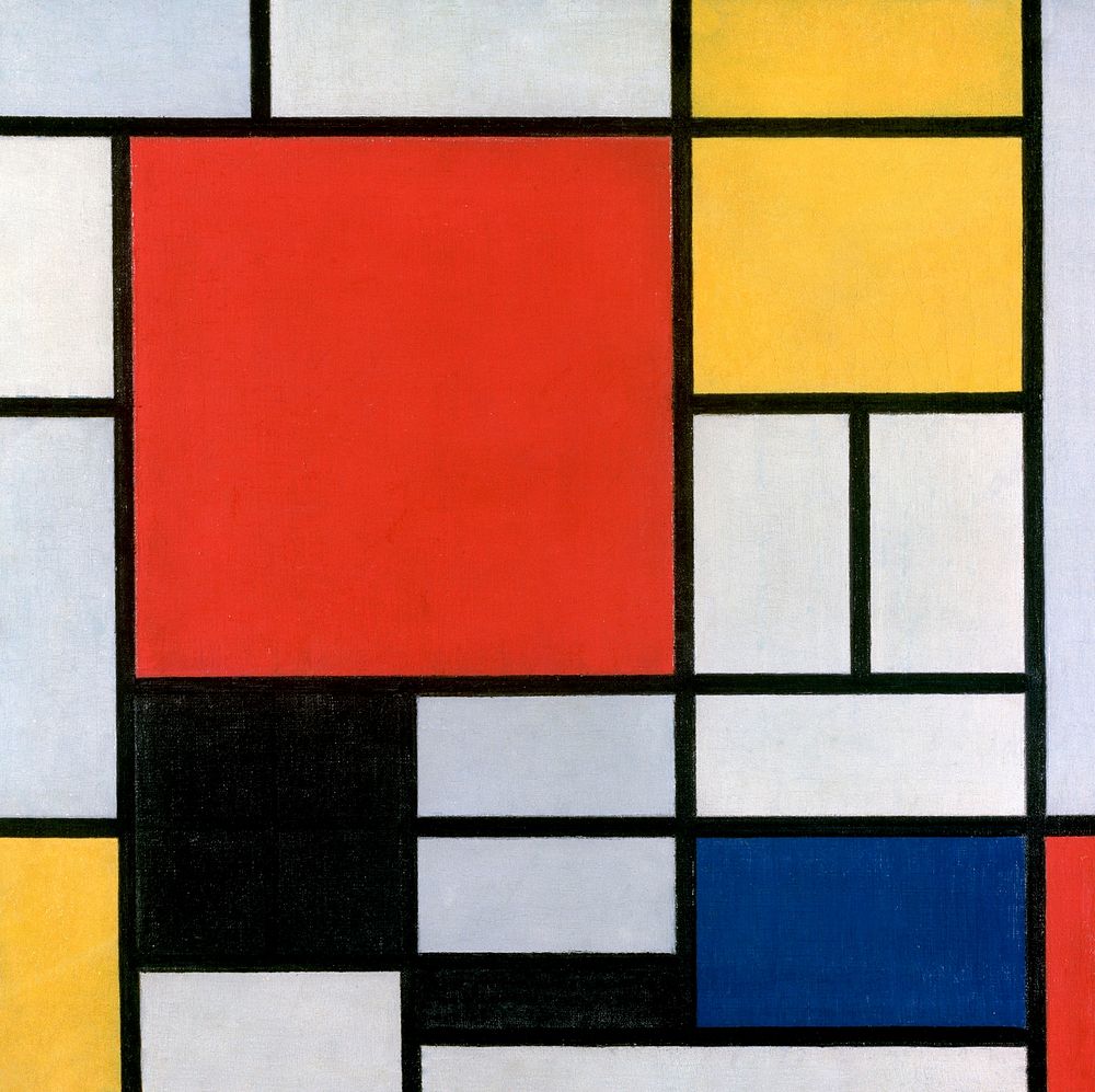Piet Mondrian&rsquo;s Composition with Red, Yellow, Blue, and Black, Cubism art. Remixed by rawpixel.