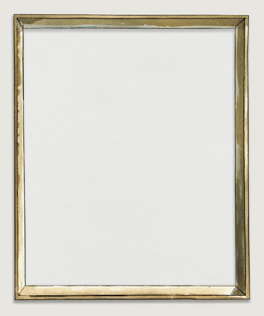 Vintage gold picture frame mockup illustration