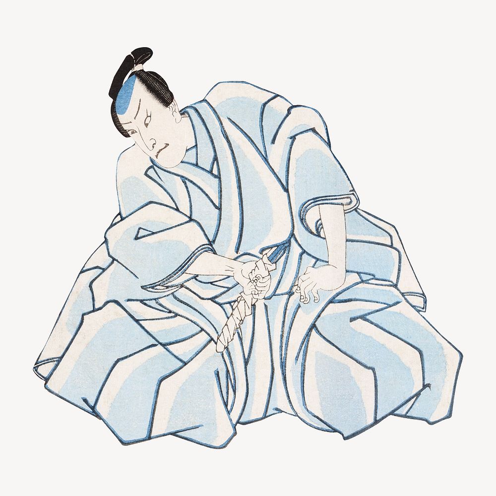 Kanedehon Chushingura; Act 4: Seppuku of Lord En'ya, Japanese ukiyo-e woodblock print by Utagawa Kuniyoshi. Remixed by…