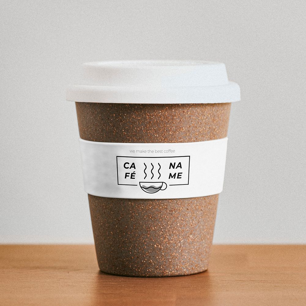 Reusable cork coffee cup mockup