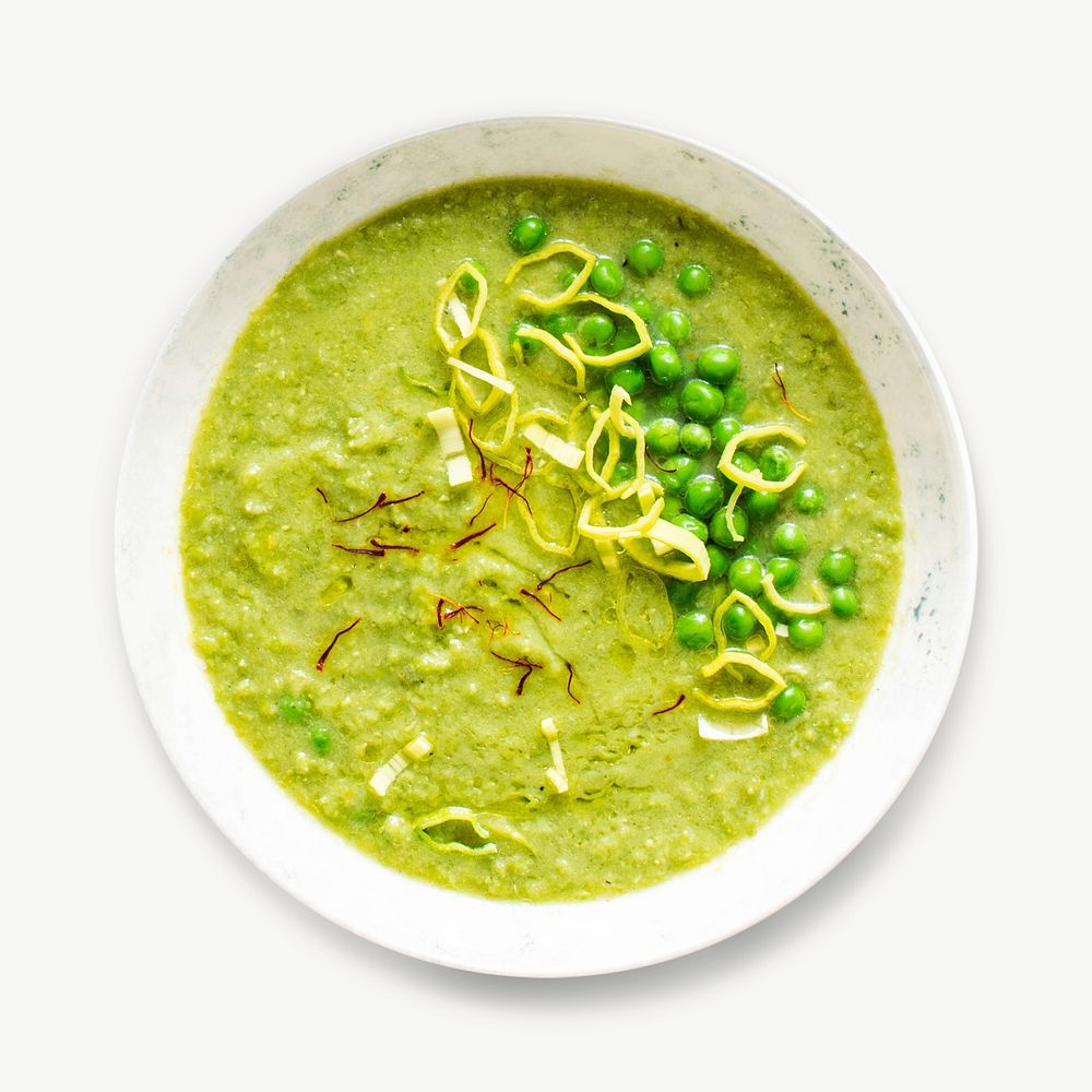 Leek peas creamy soup collage element psd