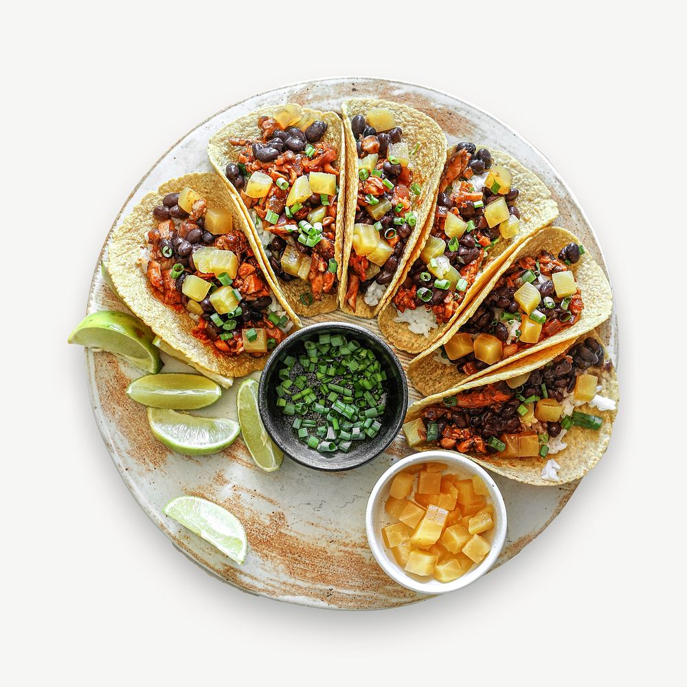 Vegan taco, healthy food collage element psd