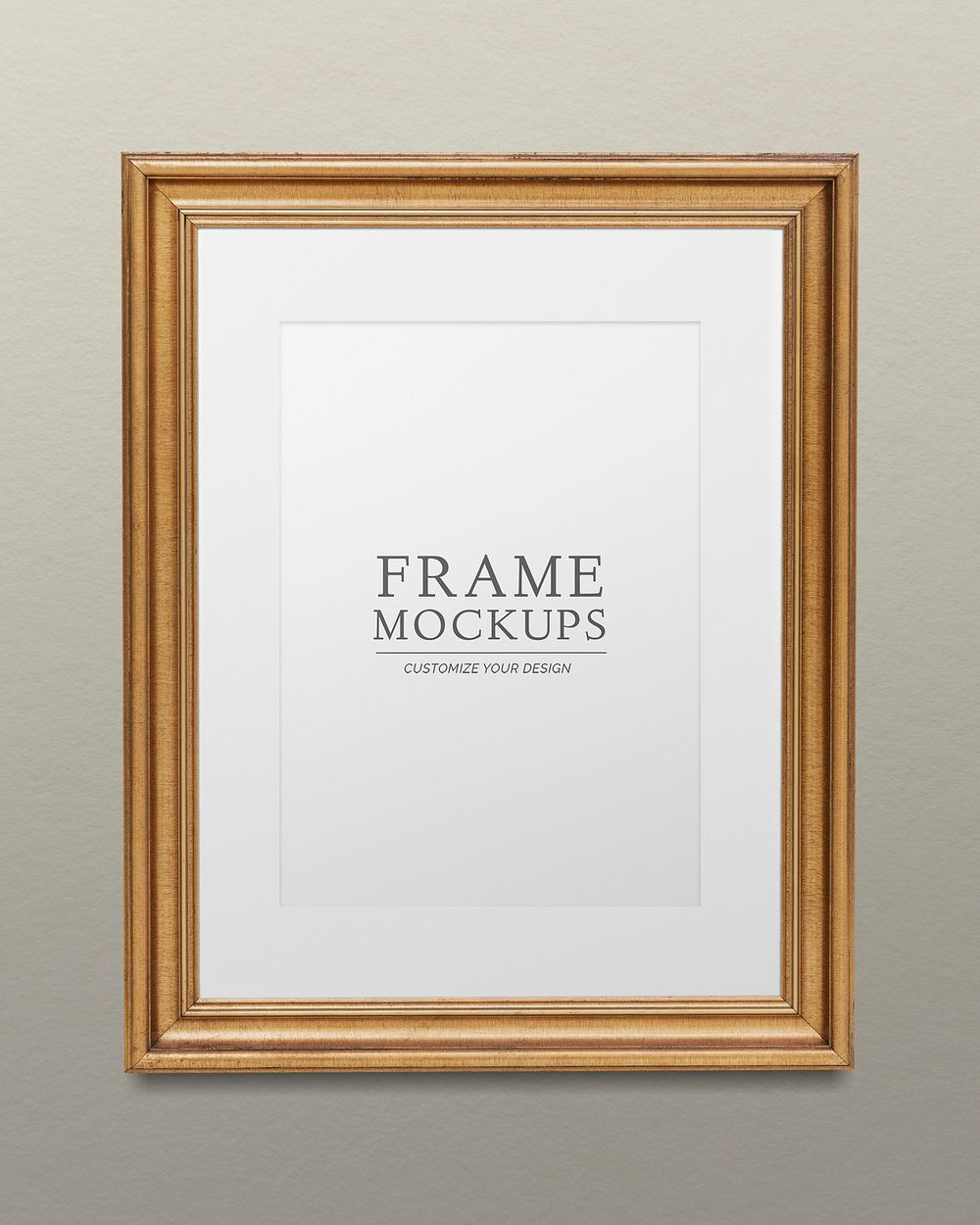 Gold picture frame mockup illustration