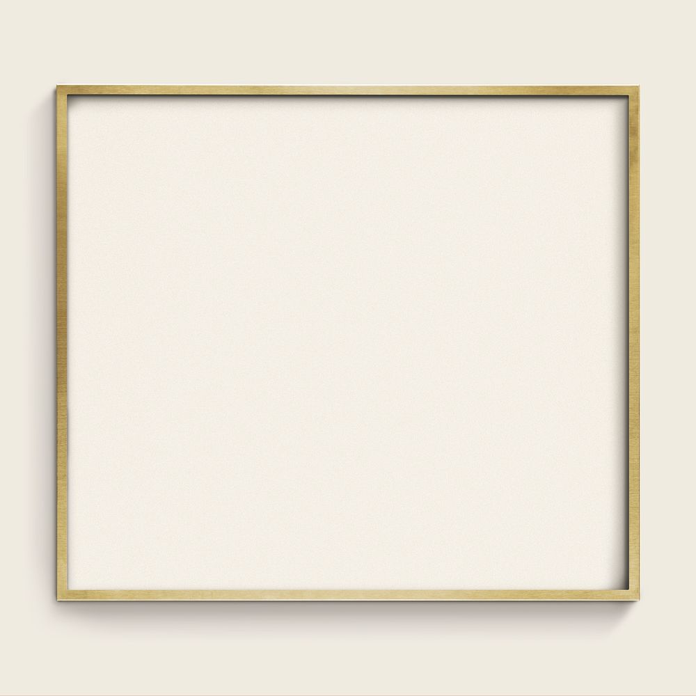 Gold square frame on beige background