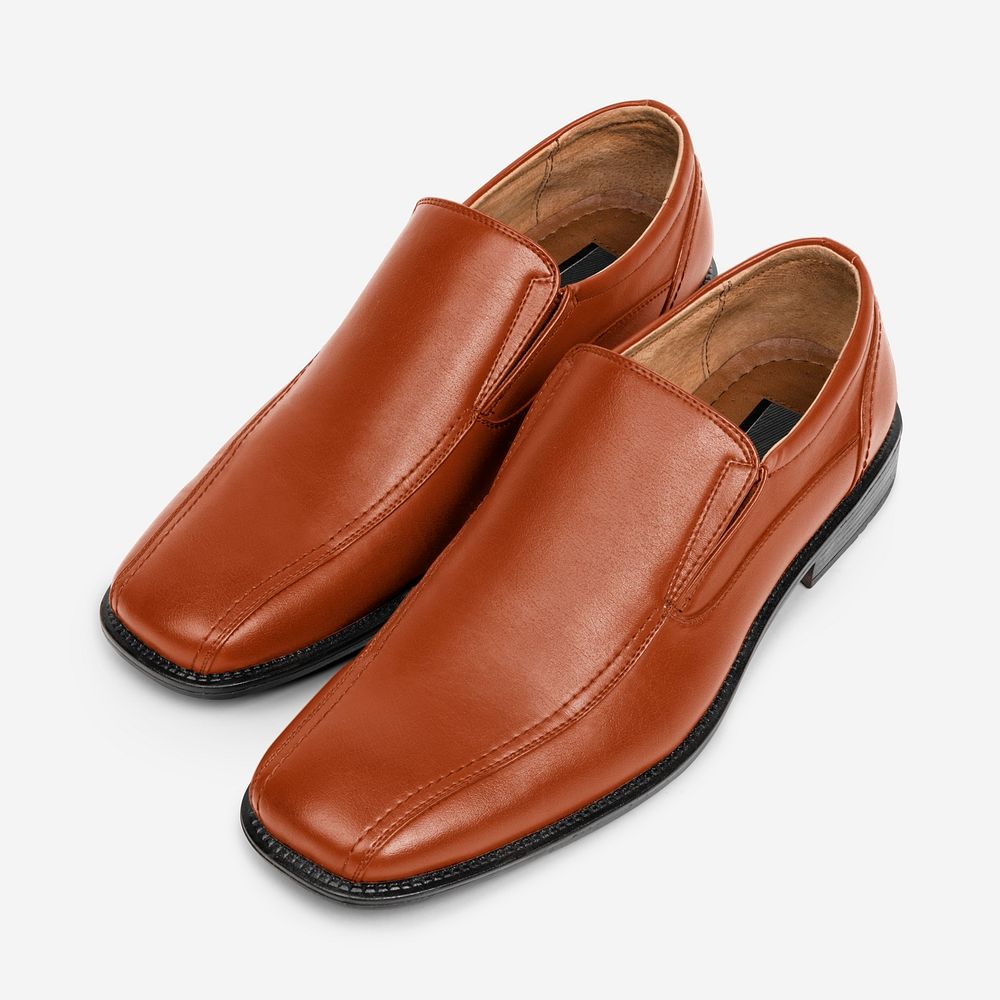 Brown leather slip-on mockup psd men&rsquo;s shoes fashion