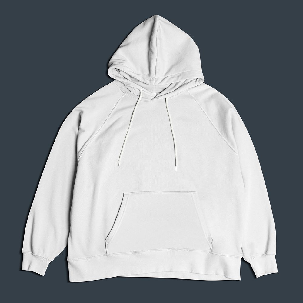White hoodie mockup psd front view minimal fashion apparel shot in studio