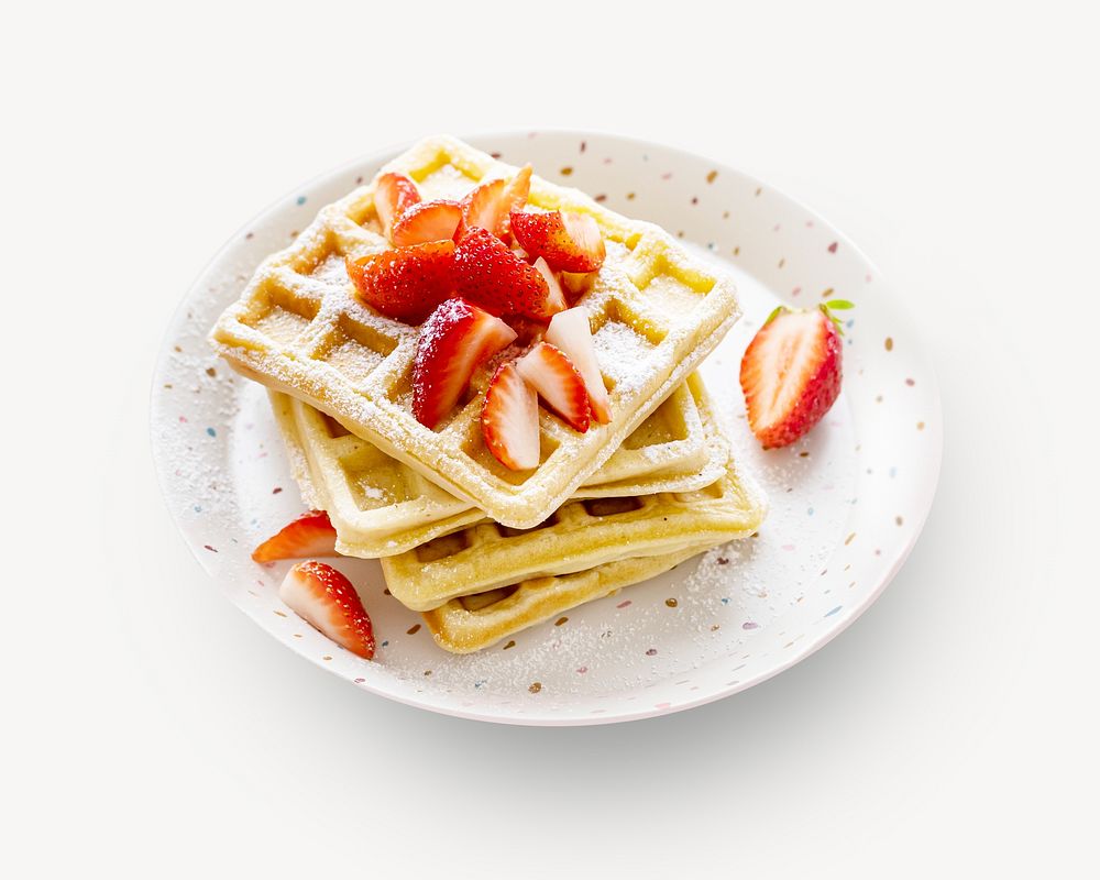 Strawberry waffle breakfast isolated image