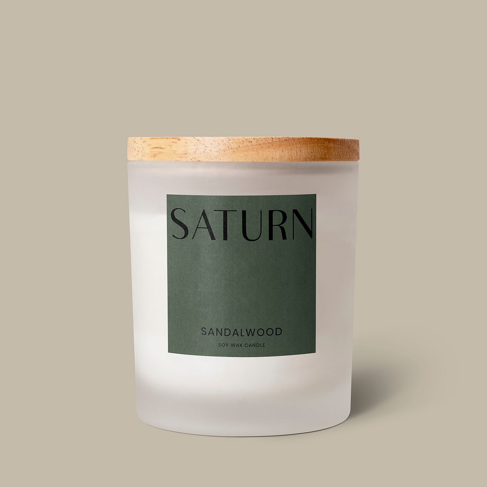 Scented candle label mockup psd, home aroma, minimal product packaging, isolated object design