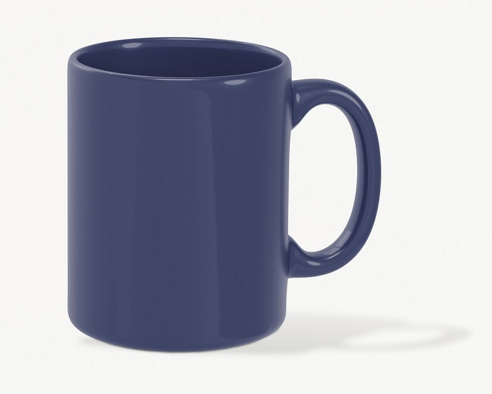 Navy blue coffee mug mockup psd