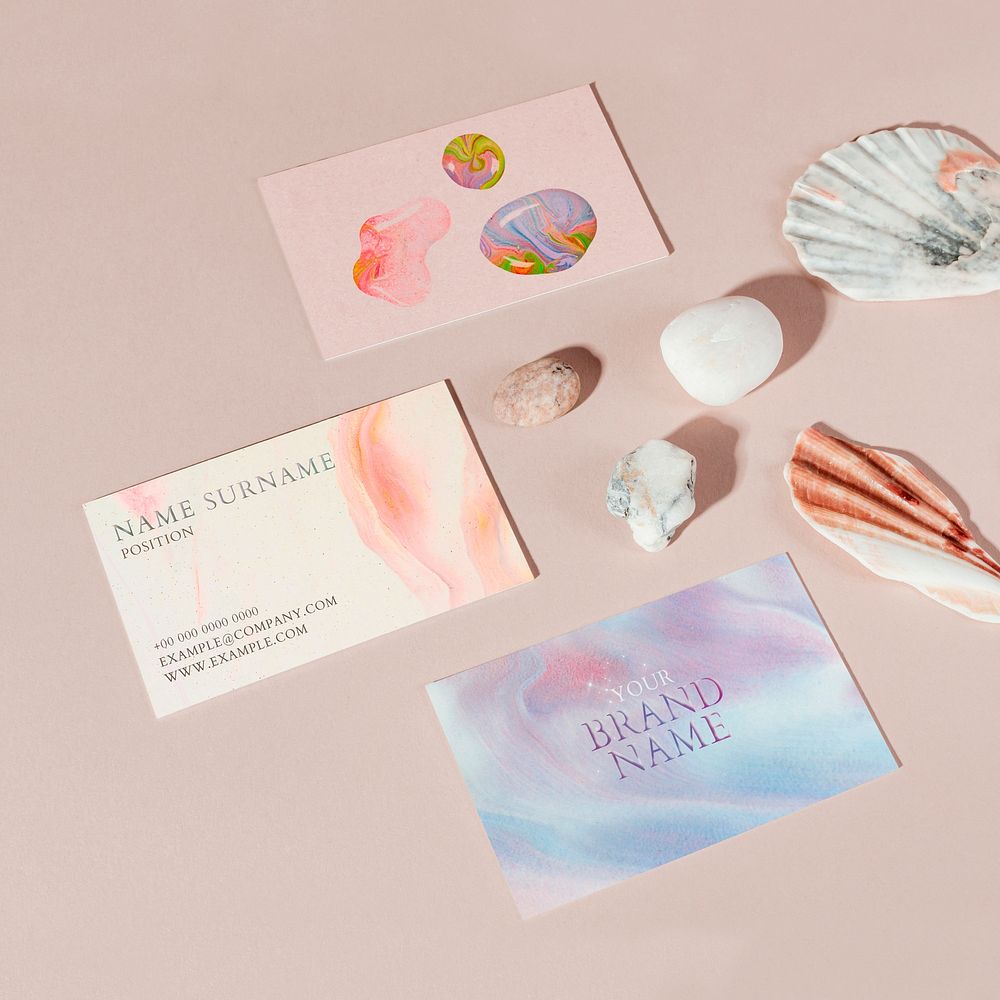 Aesthetic business cards, seashells summer design