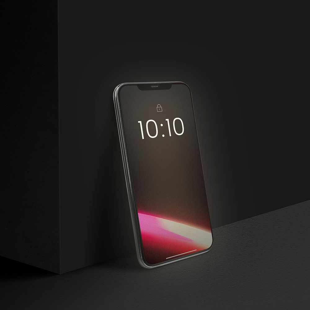 Mobile phone psd mockup with aesthetic led light