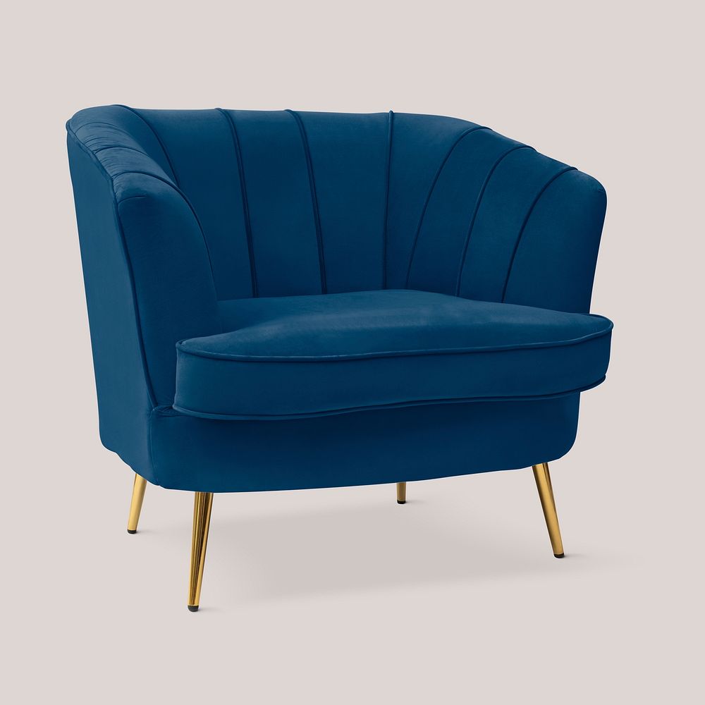 Blue luxury armchair mockup psd living room furniture
