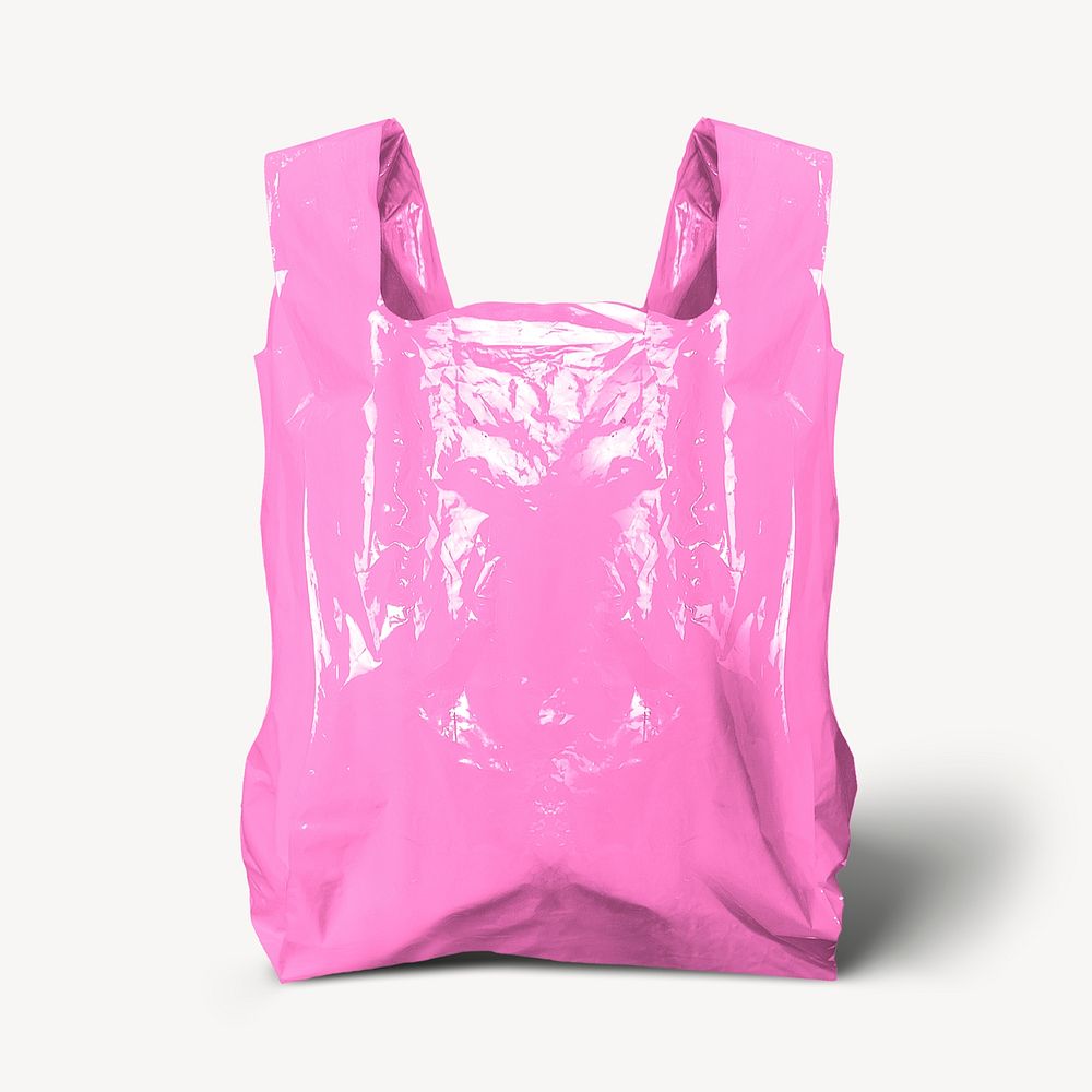 Pink plastic grocery bag mockup psd