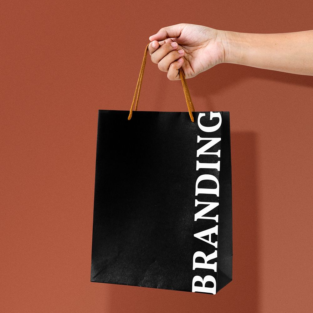 Shopping paper bag mockup, minimal business branding design psd