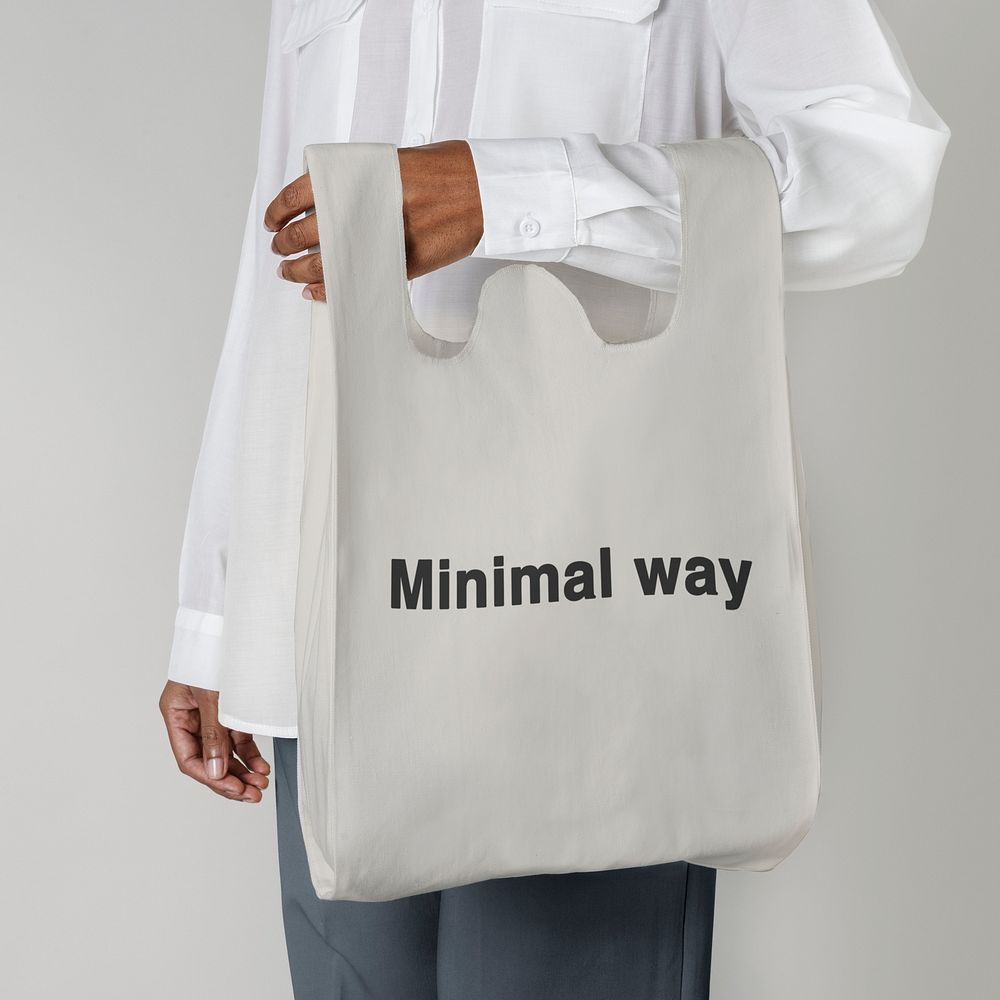 White shopping bag mockup, minimal reusable design psd