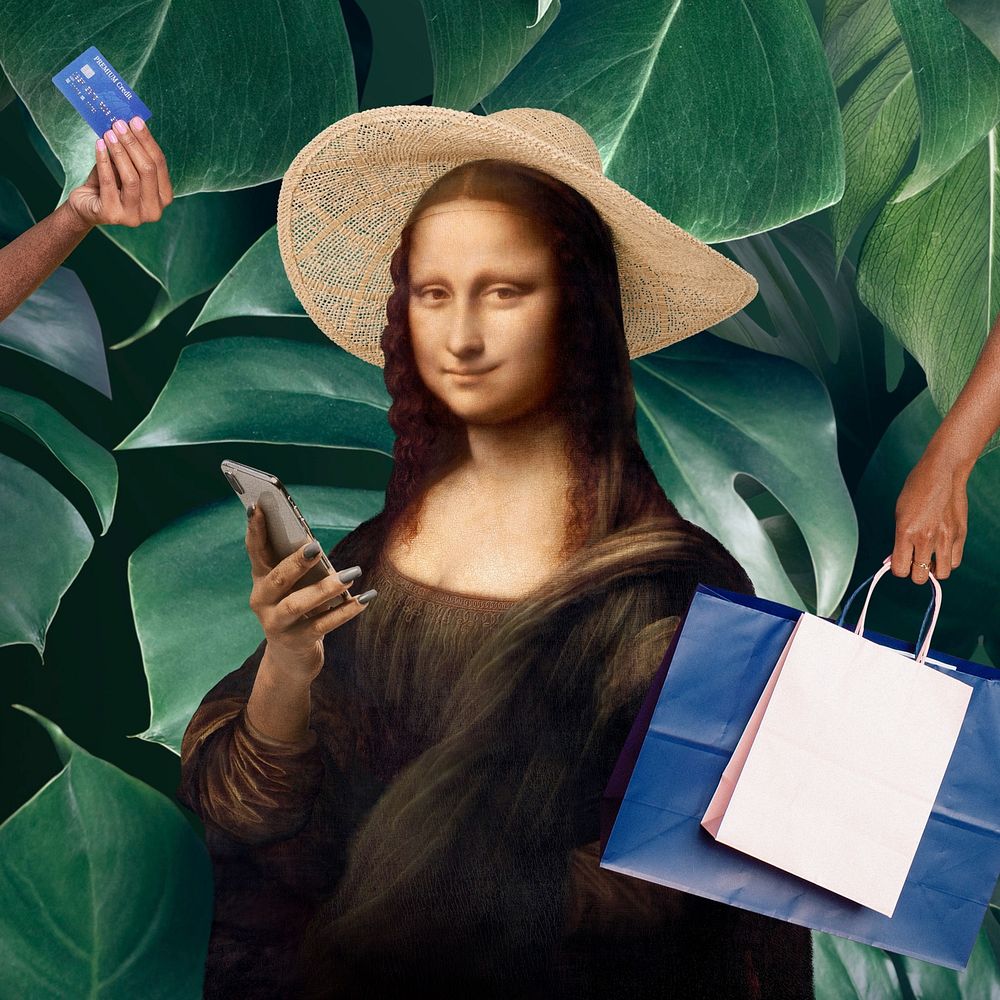 Mona Lisa shopping art remix. Remixed by rawpixel.