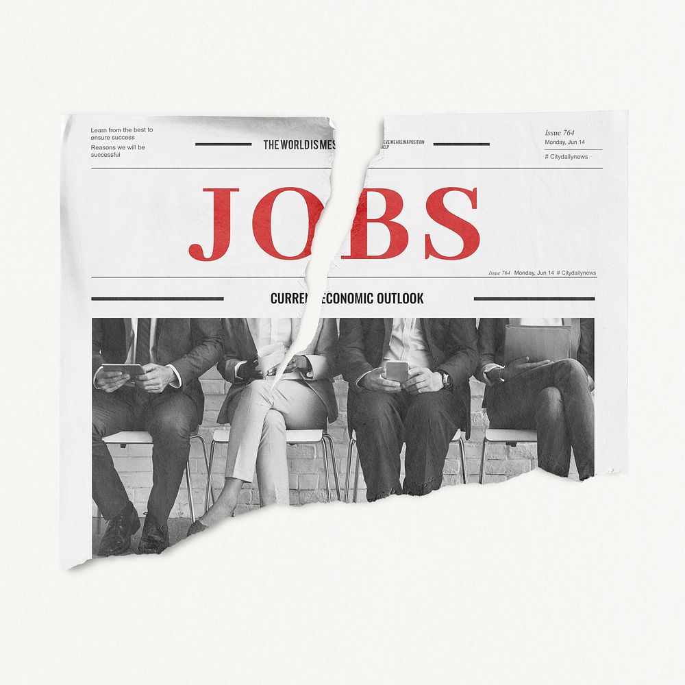 Jobs newspaper mockup, business image psd