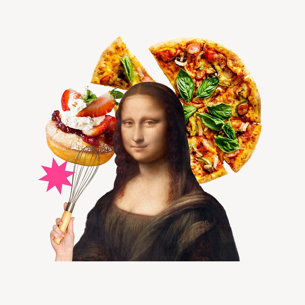 Chef Mona Lisa, Leonardo da Vinci's artwork mixed media illustration. Remixed by rawpixel.