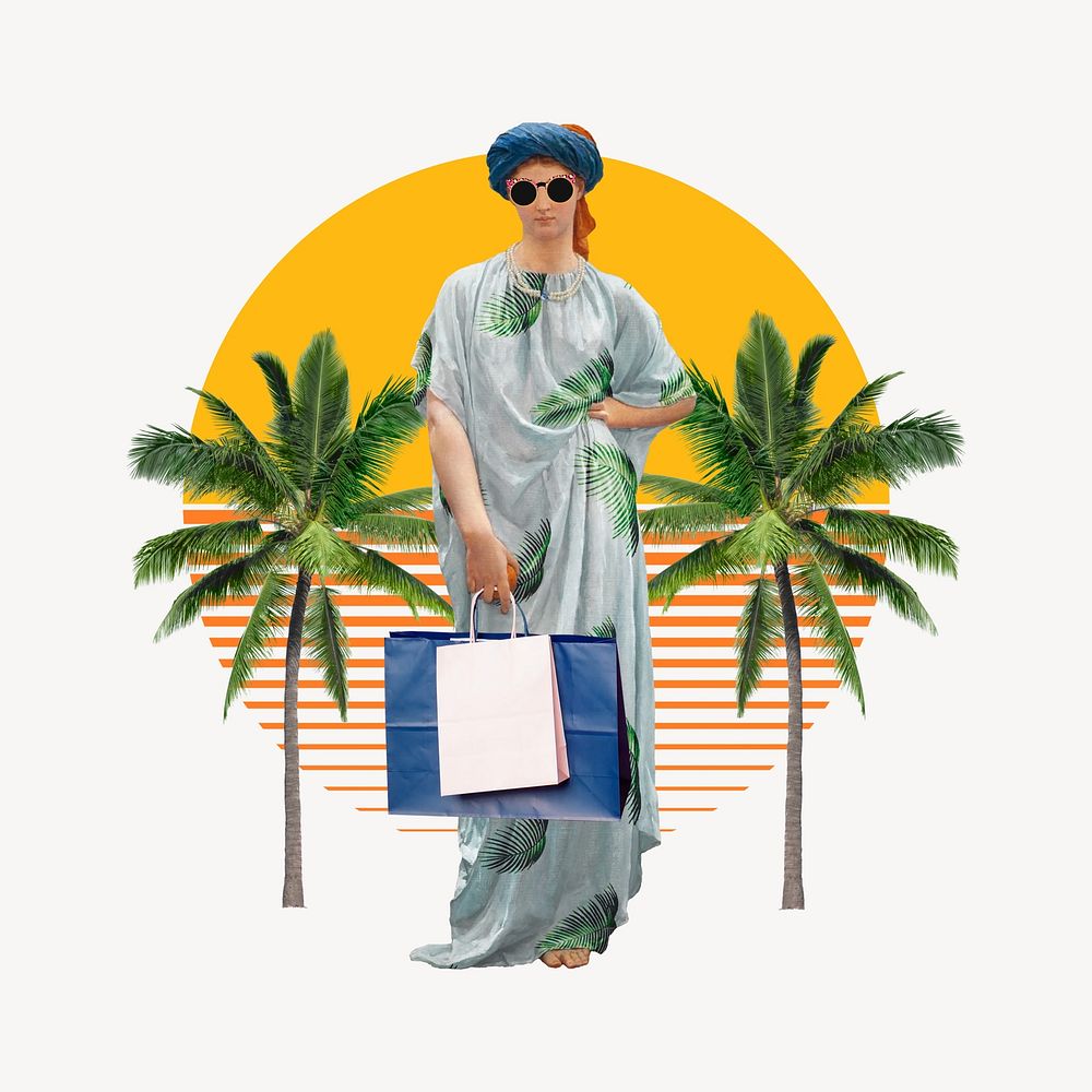 Summer shopping mixed media illustration. Remixed by rawpixel.