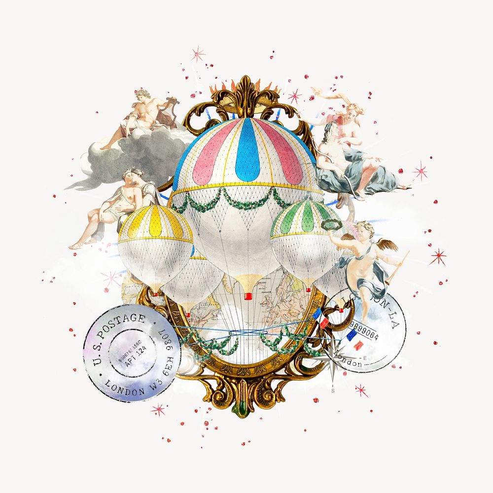 Festive balloon mixed media illustration. Remixed by rawpixel.