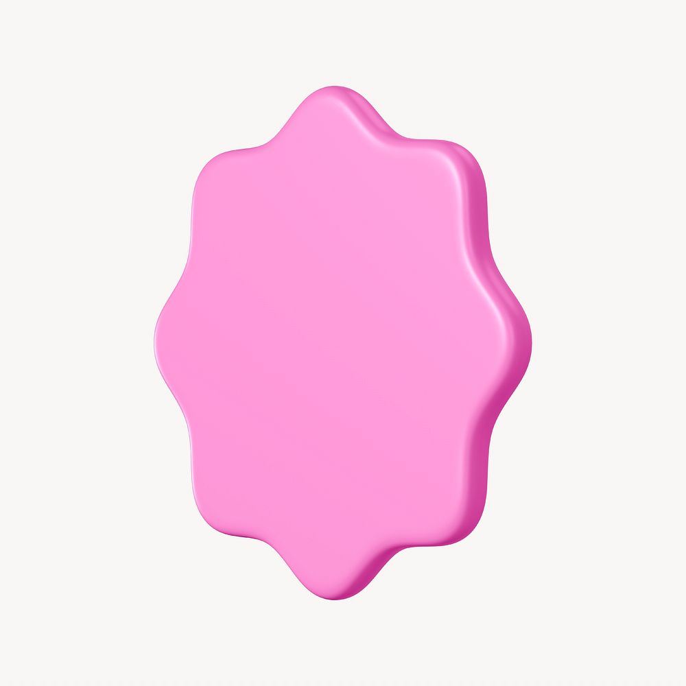 Pink starburst badge, 3D rendering graphic