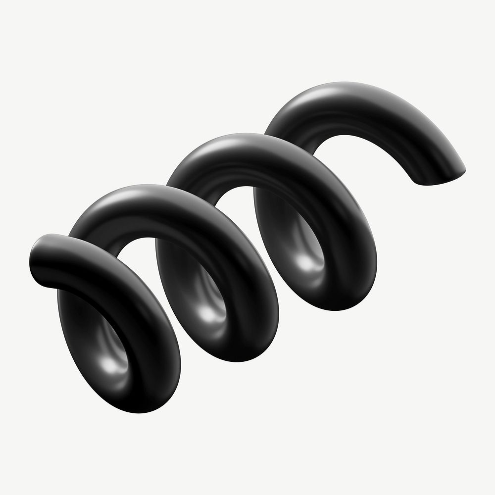 3D black spiral shape clipart psd