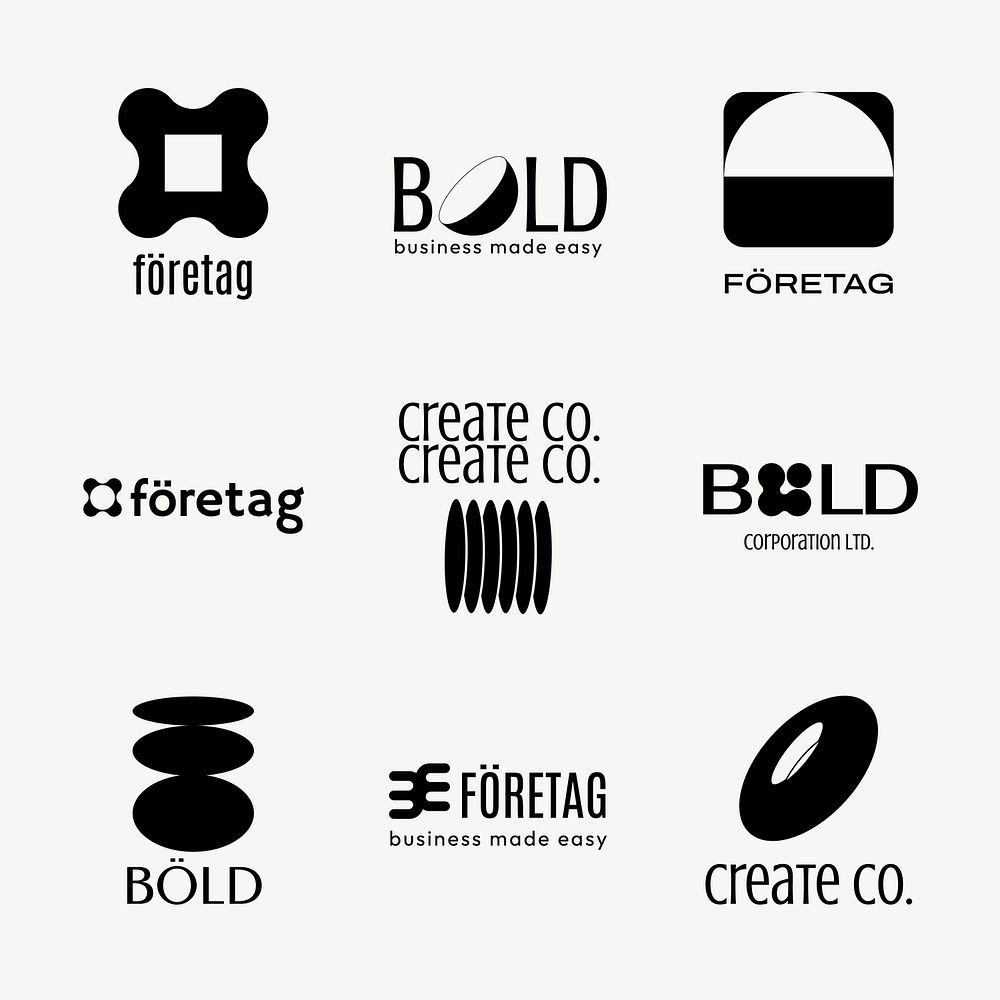 Simple black business logo clipart vector set