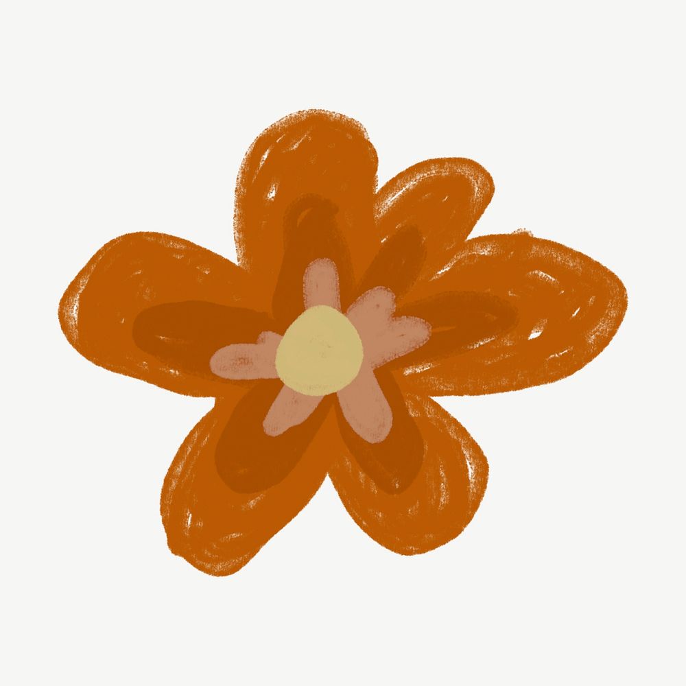 Orange flower doodle clipart psd