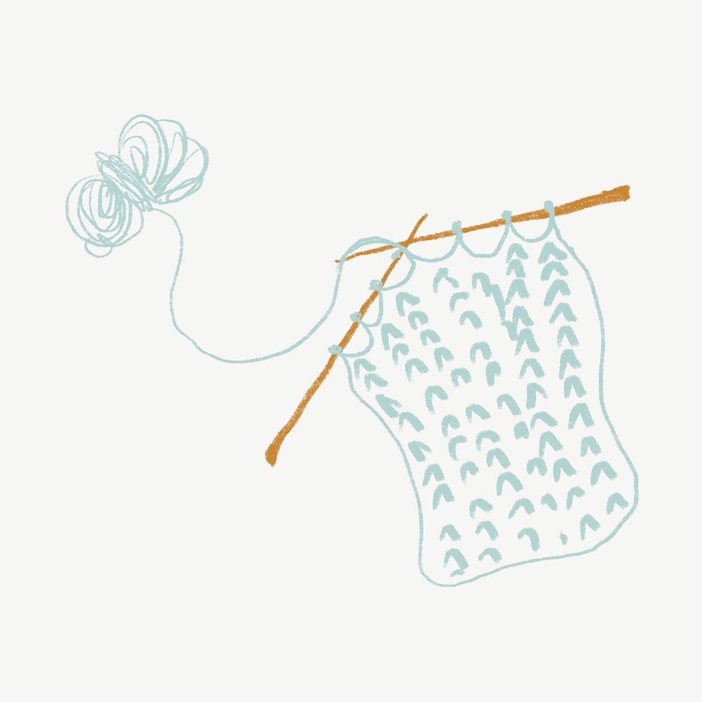 Knitting  illustration collage element psd