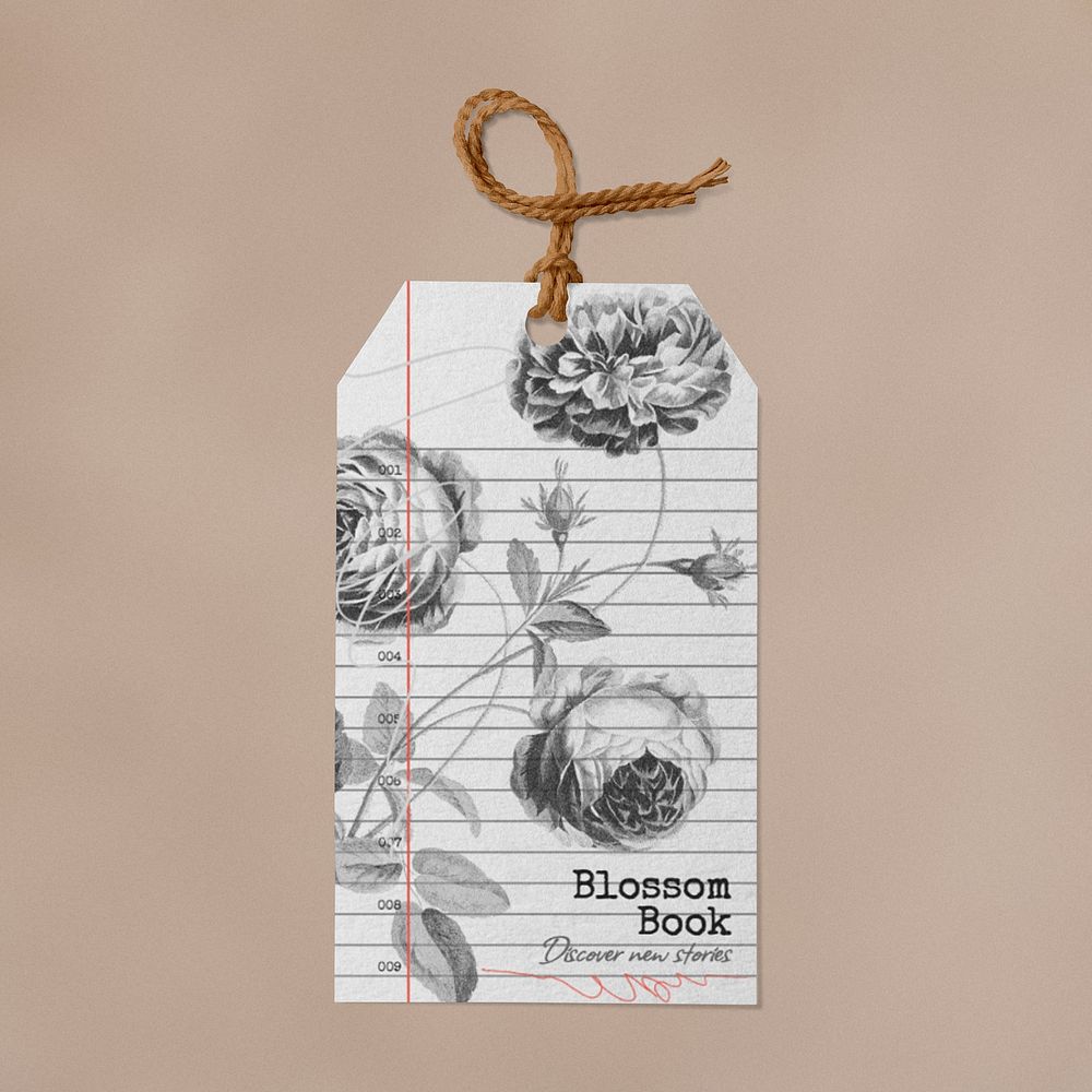Floral clothing tag stationery collage element
