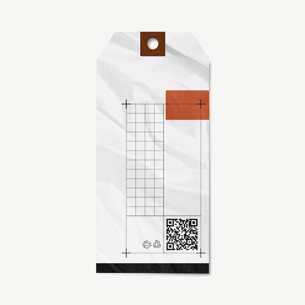 Label tag mockup, minimal QR code design psd